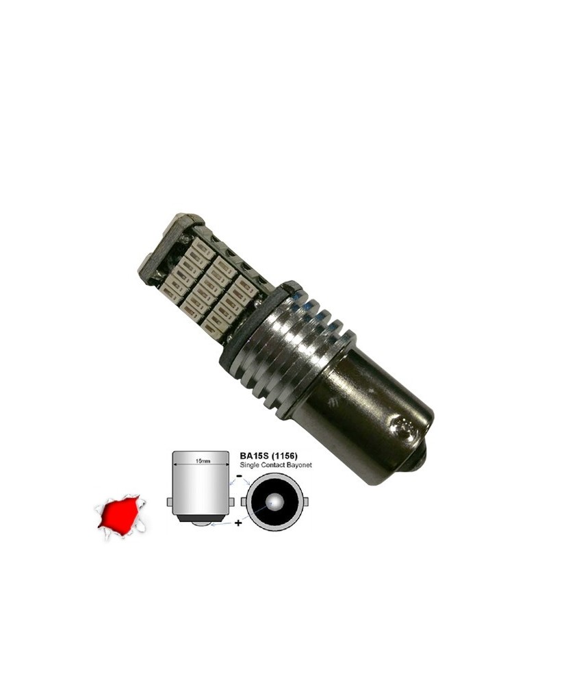 GloboStar® 1156 - BA15S - P21W 04462 Λάμπα Αυτοκίνητου  45 SMD 4014 Can Bus 5.6W 360° DC 12V IP20  Κόκκινο